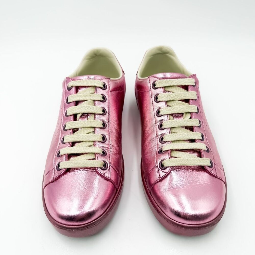 Gucci Ace GG Metallic Pink Sneakers Trainers EU 37 US 7 - Picture 4 of 12